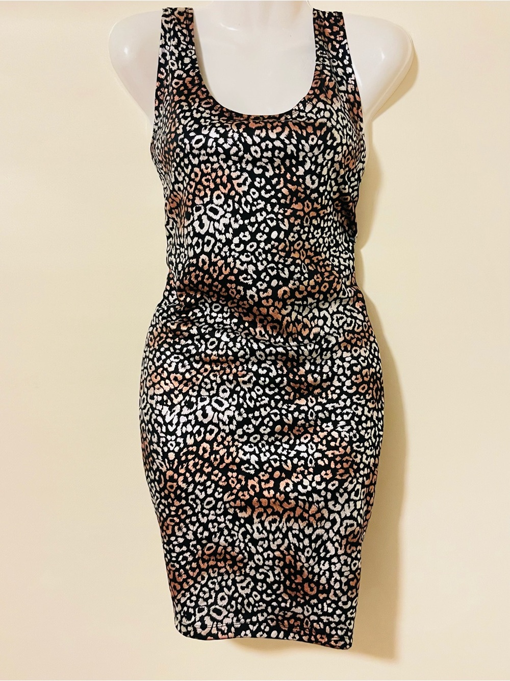 Urban Love Multicolor Animal Print Silver Foil Body-Con Dress Size L NWOT